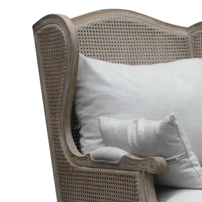 Hand Weaved Accent Chair with Padded Seat and Back, Brown and Gray