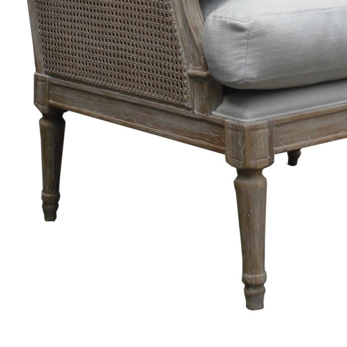 Hand Weaved Accent Chair with Padded Seat and Back, Brown and Gray