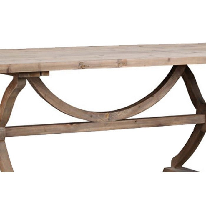 Rectangular Wooden Frame Dining Table with X Frame Legs and Braces, Brown