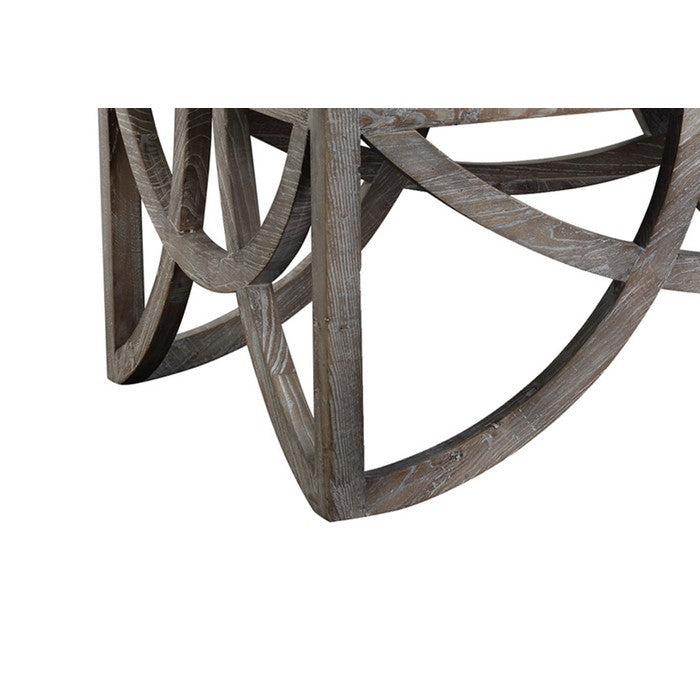 Metal Top Wooden Frame Coffee Table with Crisscross Design, Gray