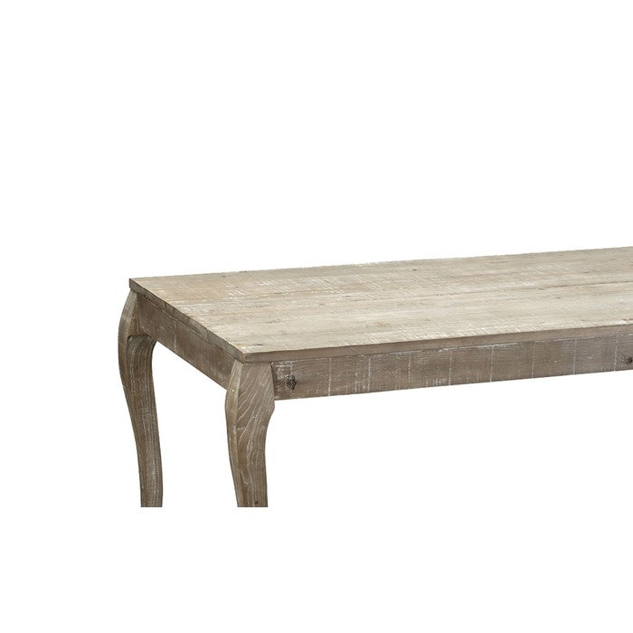 Rectangular Wooden Frame Dining Table with Saber Legs, Brown
