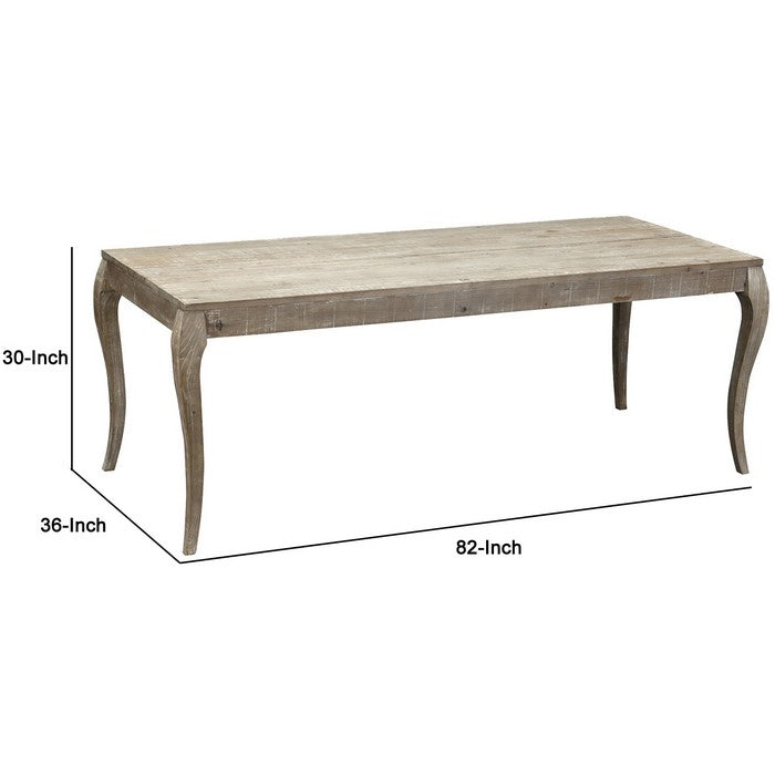 Rectangular Wooden Frame Dining Table with Saber Legs, Brown
