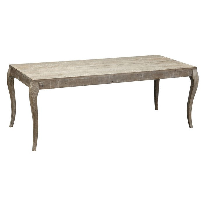 Rectangular Wooden Frame Dining Table with Saber Legs, Brown