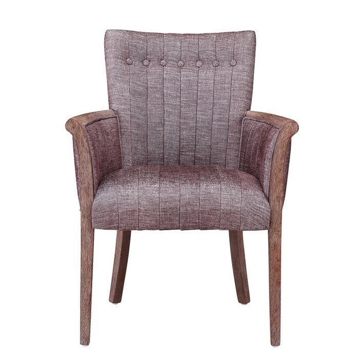 Fabric Upholstered Tufted Back Accent Chair with Flared Arms, Brown