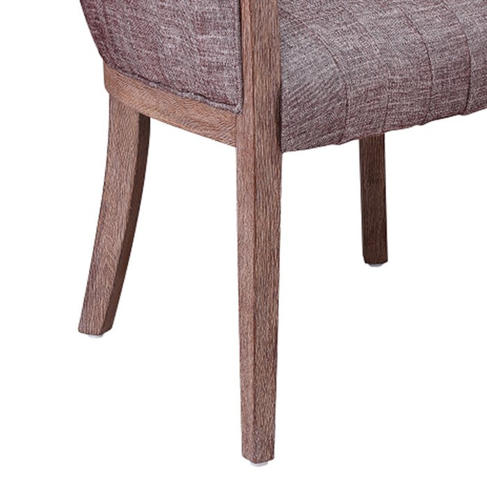 Fabric Upholstered Tufted Back Accent Chair with Flared Arms, Brown