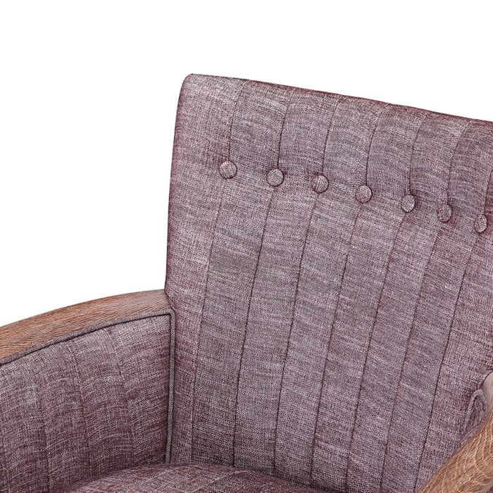 Fabric Upholstered Tufted Back Accent Chair with Flared Arms, Brown