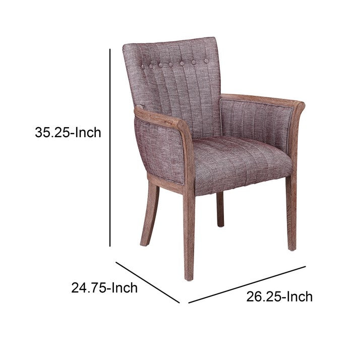 Fabric Upholstered Tufted Back Accent Chair with Flared Arms, Brown