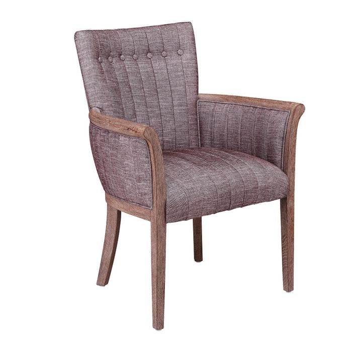 Fabric Upholstered Tufted Back Accent Chair with Flared Arms, Brown