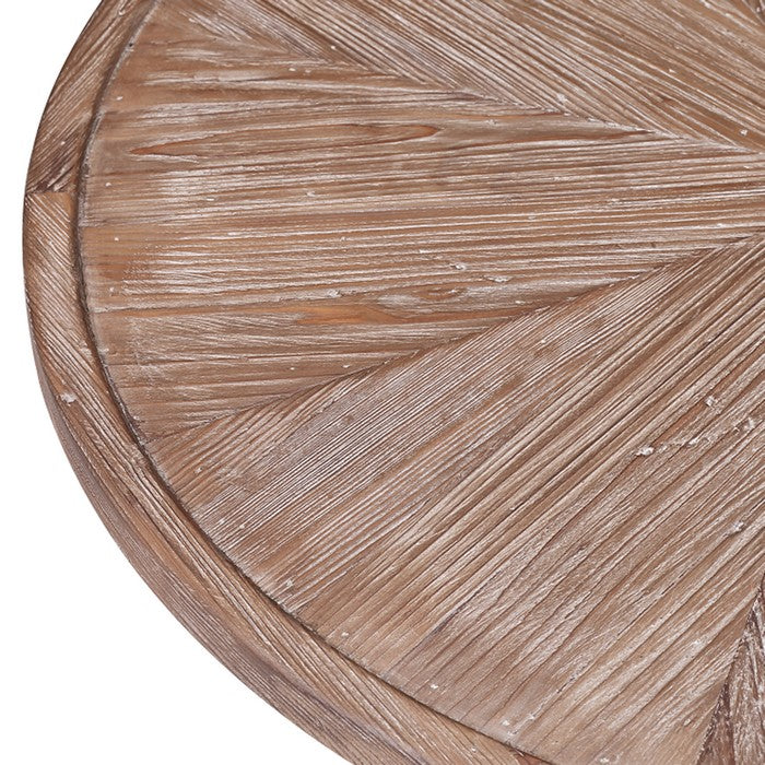 Round Wooden Top Coffee Table with Metal Conical Base, Brown and Gold