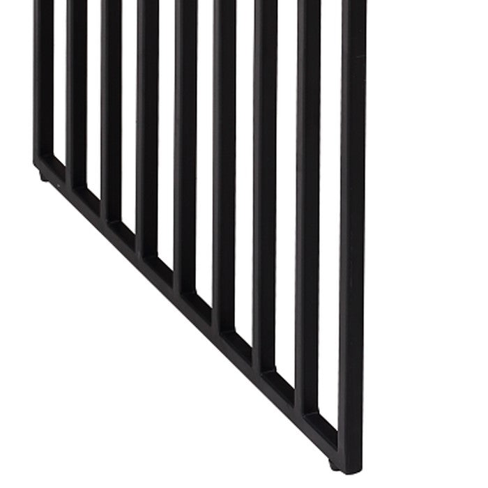 Rectangular Wooden Corner Table with Sled Wire Base, Small,Gray and Black