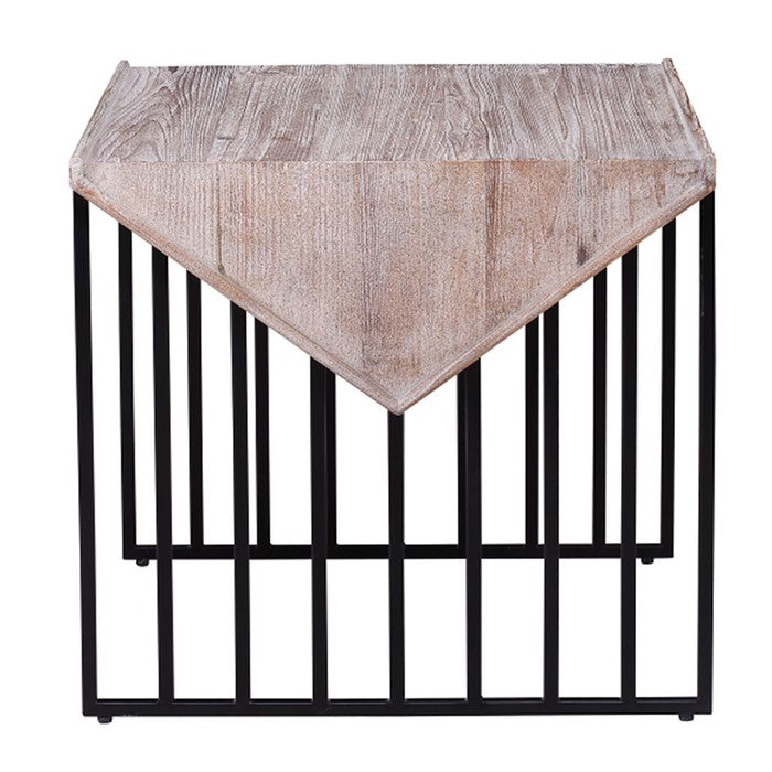 Rectangular Wooden Corner Table with Sled Wire Base, Large,Gray and Black