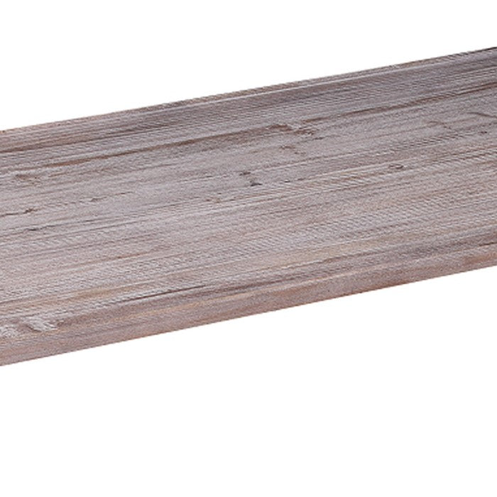 Rectangular Wooden Coffee Table with Sled Wire Base, Gray and Black