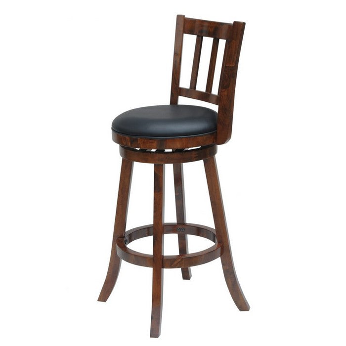 Round Padded Seat Counter Stool with Slatted Back, Brown and Black