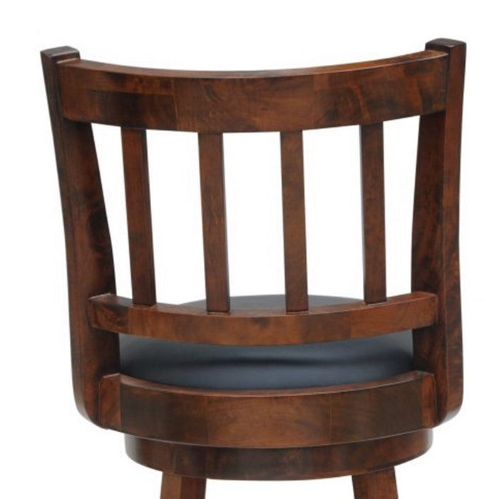 Round Padded Seat Counter Stool with Slatted Back, Brown and Black