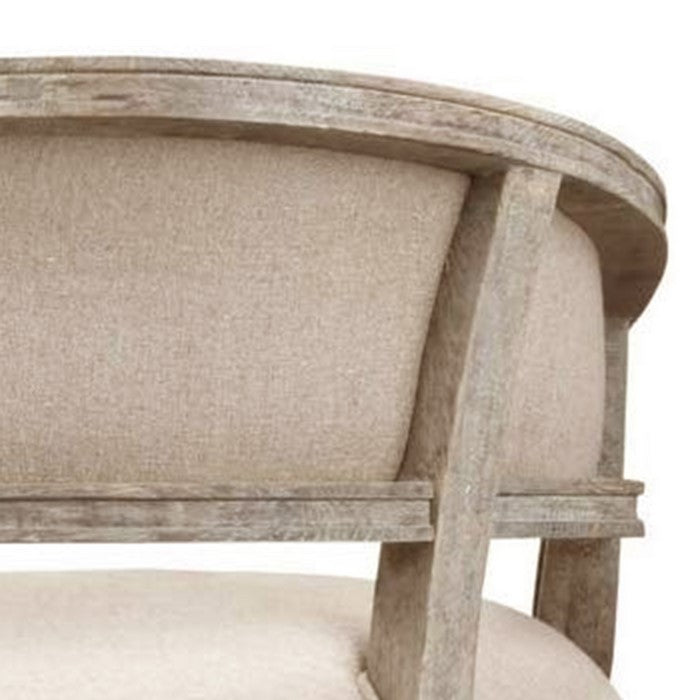 Fabric Upholstered Bucket Seat Accent Chair with Sloped Arm,Brown and Beige