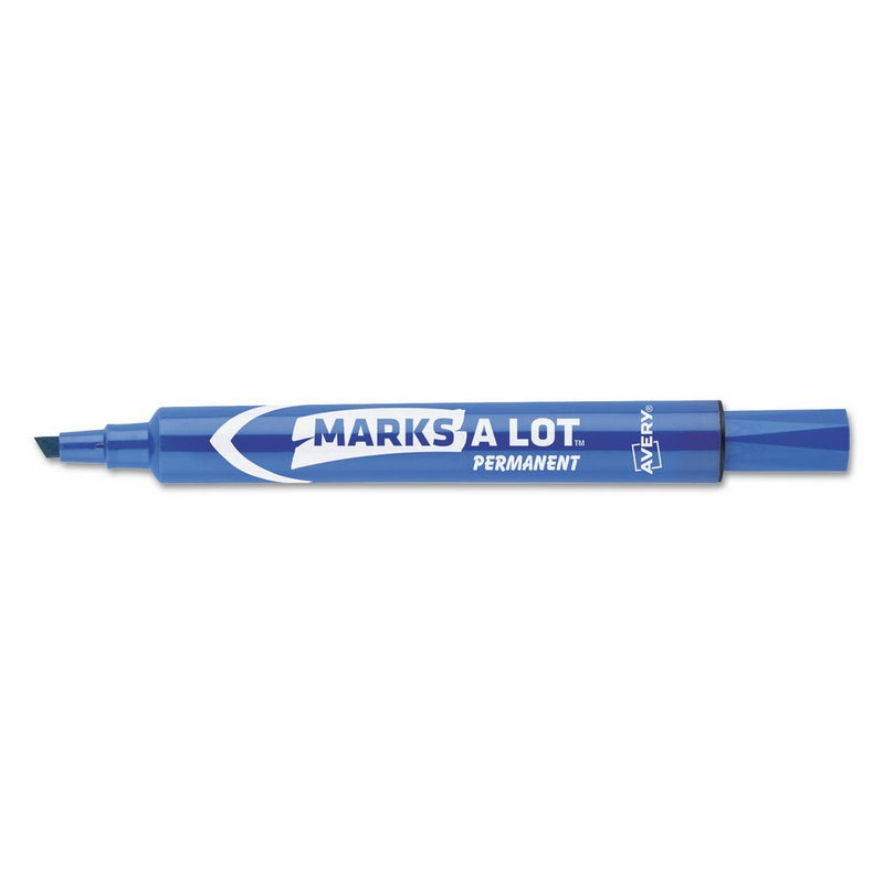 Avery 08886 MARK A LOT Large Desk-Style Permanent Marker, Chisel Tip, Blue (Pack of 12)