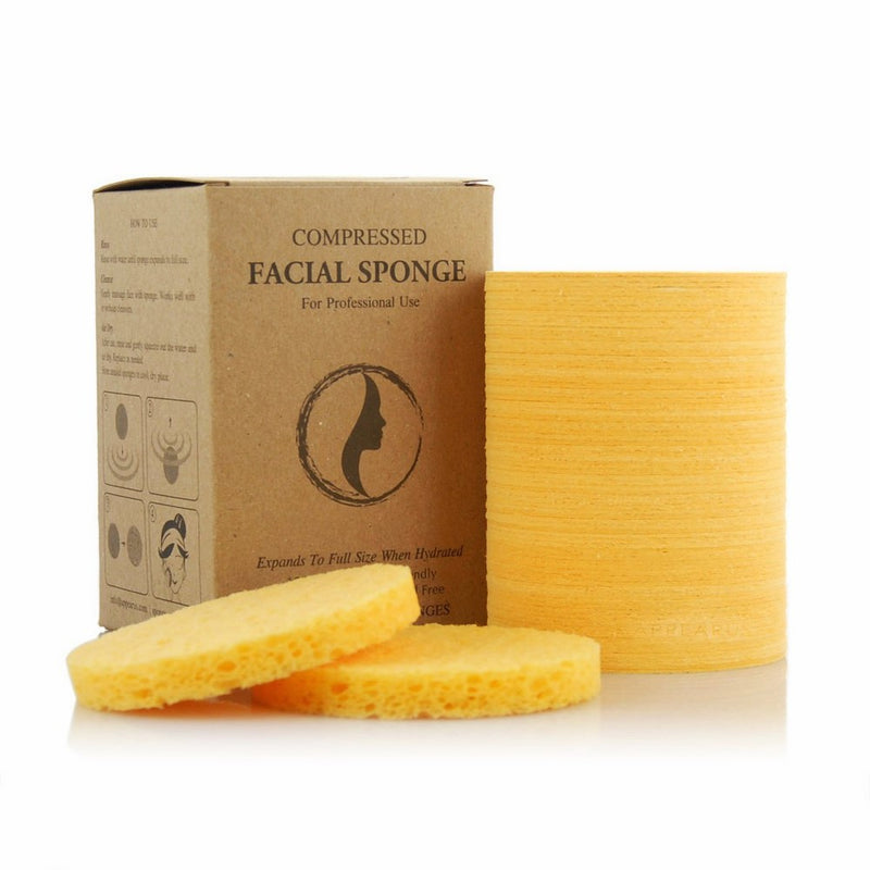 Appearus Compressed Natural Cellulose Facial Sponges, Natural, Made in USA (US Made/100 Count/S1901Y)