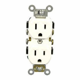 Leviton White CR15-W Commercial Outlet Duplex Grounding Receptacle NEMA 5-15R 15A 125V