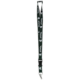 Michigan State Spartans Green Clip Lanyard Keychain Id Ticket - Green