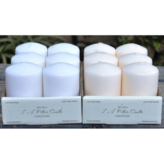 ifavor123 2 x 3" White Pillar Candles (Set of 6)