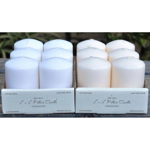 ifavor123 2 x 3" White Pillar Candles (Set of 6)