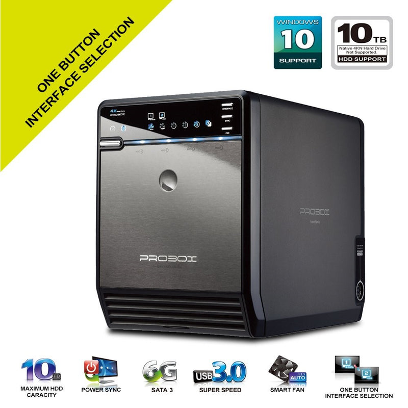 Mediasonic ProBox HF2-SU3S2 4 Bay 3.5” SATA HDD Enclosure – USB 3.0 & eSATA Support SATA 3 6.0Gbps HDD transfer speed