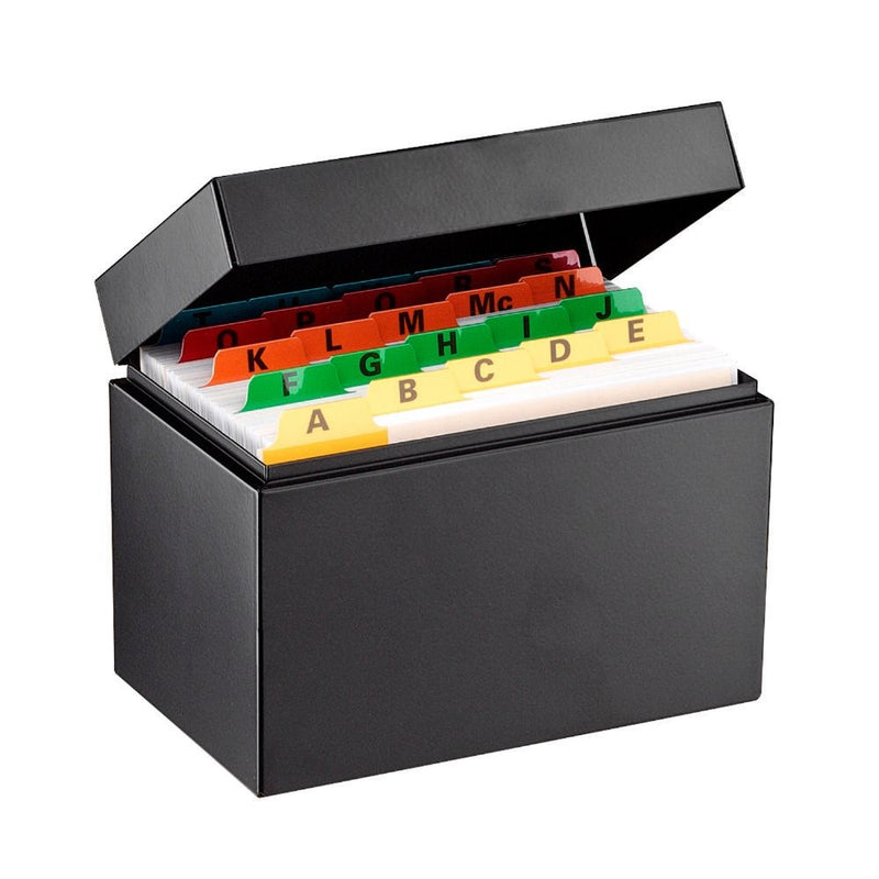 STEELMASTER Steel Card File Box Without Block, Holds 500 4 x 6 Inch Cards, Black (263644BLA)