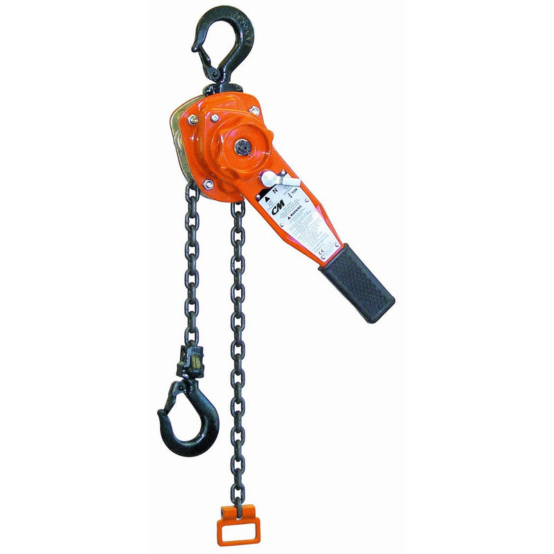 CM Series 653 Lever Hoist, Hook Mount, 3/4 Ton Capacity, 10' Lift, 12-5/8" Headroom, 11" Lever Length, 1-1/8" Hook Opening