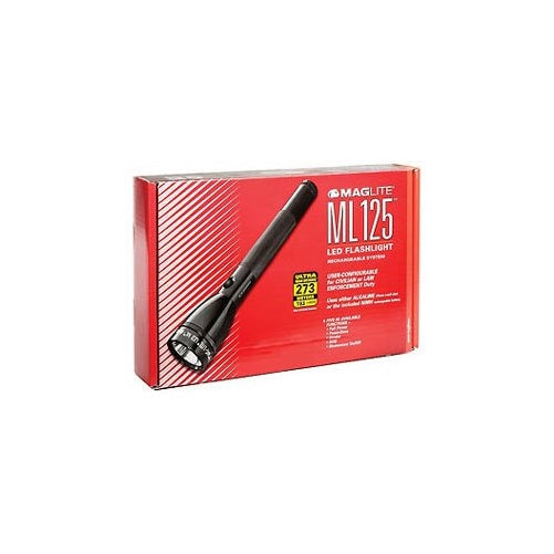 Maglite ML125 LED Rechargeable Flashlight System with 120V Converter, Black