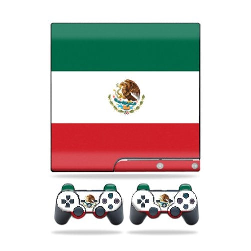 Protective Vinyl Skin Decal Cover for Sony Playstation 3 PS3 Slim Skins 2 Controller Skins Sticker Mexican Flag