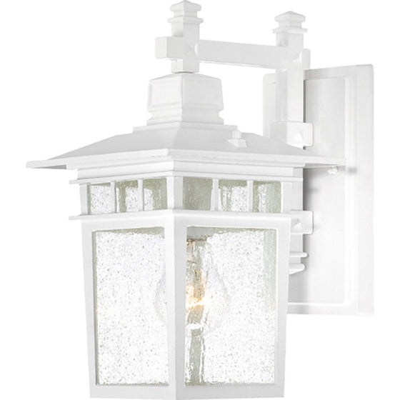 Nuvo Lighting 60/4951 Cove Neck One Light Wall Lantern/Arm Down 100 Watt A19 Max. Clear Seeded Glass White Outdoor Fixture