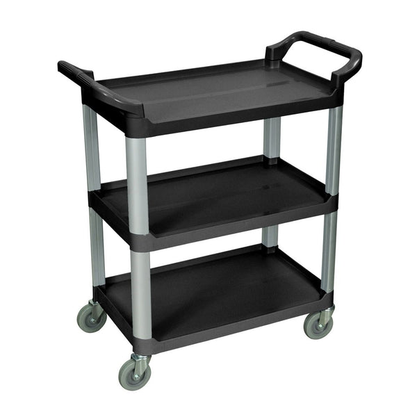 Luxor SC12-B 3-Shelf Serving Cart, 36.75" H x 33.5" W x 16.75" D, Black