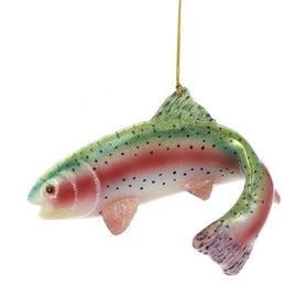 Kurt Adler Noble Gems Glass Rainbow Trout Fish Ornament, 4.75-Inch