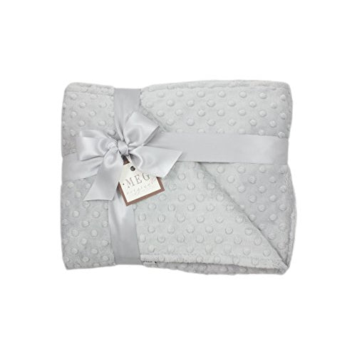 MEG Original Baby Minky Dot Crib/Nursery Blanket, Double Sided Silver Gray