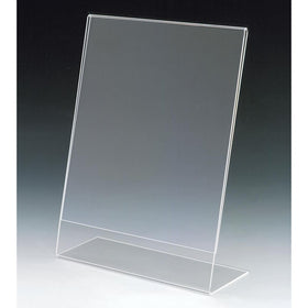 Set of 25, Clear Acrylic Sign Frames for 8-1/2"w x 11"h Prints, Frosted Edges, Slant Back Sign Holder with Slide-in Design