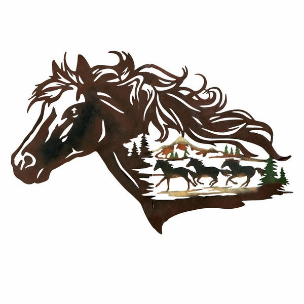 Metal Western Horse Shadow Wall Art, Brown