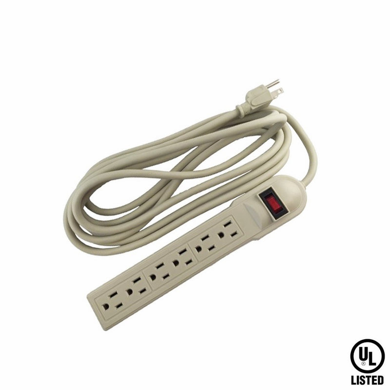 6 AC Outlet 12ft 14/3 AWG Extra Long Power Cord Strip Electrical Wall Plug Socket Surge Protector Switch Adapter