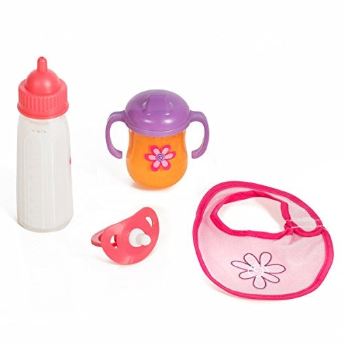 Mommy & Me Baby Doll 4 Piece Feeding Set - Includes A Magic Disappearing Milk Bottle and Sippy Cup