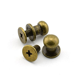 LQ Industrial 30 Pack Bronze Round Head Button Stud Slotted Screws 8x10x10mm Chicago Screws Nail Rivet For DIY Leather Craft