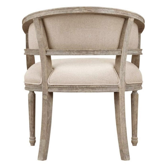 Fabric Upholstered Bucket Seat Accent Chair with Sloped Arm,Brown and Beige