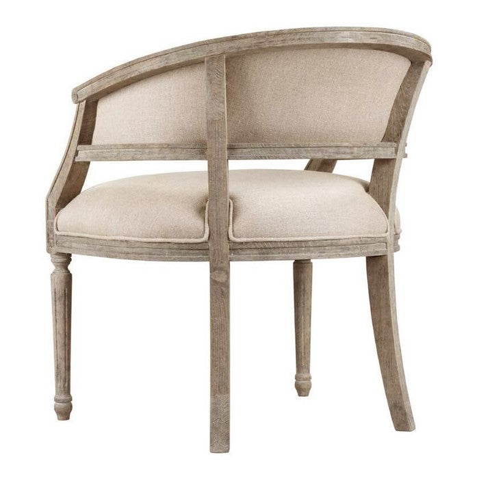 Fabric Upholstered Bucket Seat Accent Chair with Sloped Arm,Brown and Beige