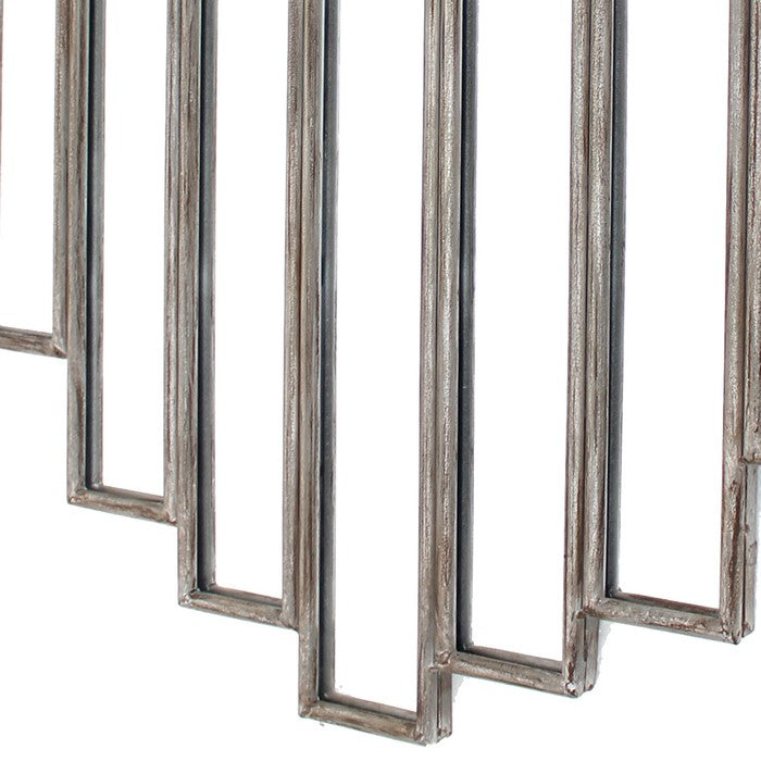 Wooden Wall Mirror with Multiple Framed Sculptures, Silver