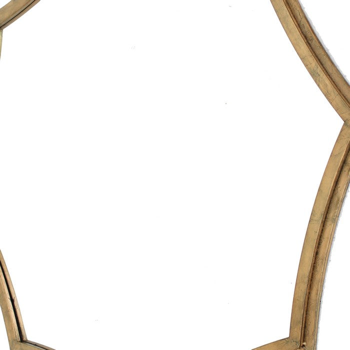 Wooden Wall Mirror with Curved Hexagram Shape Frame, Brown