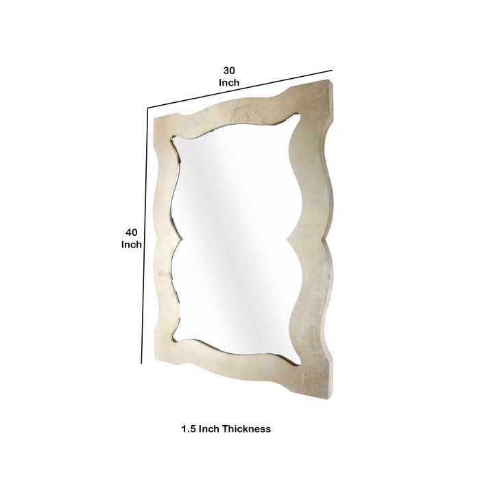 Traditional Style Wooden Wall Mirror with Bevelled Edges, Gold
