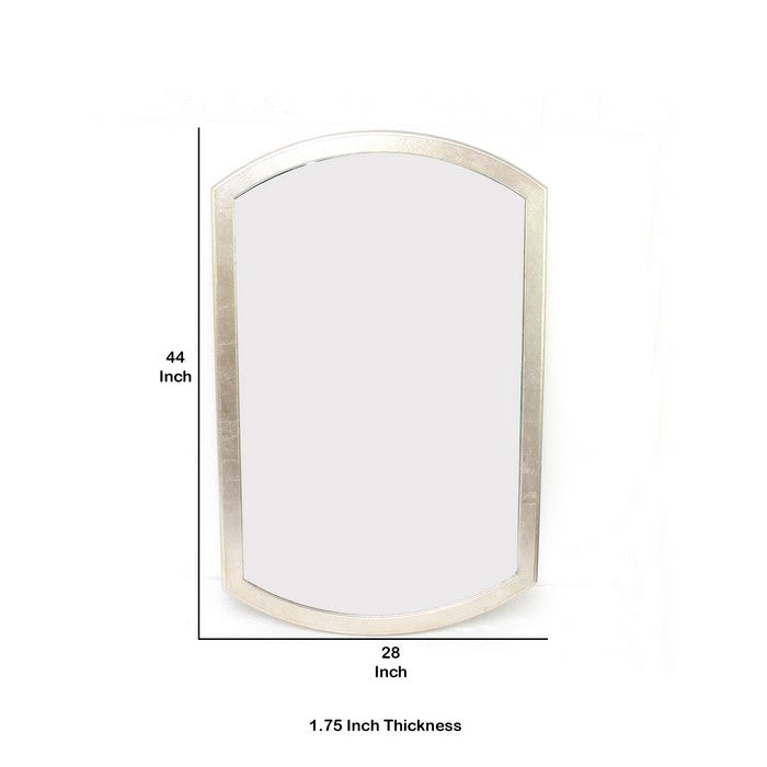 Contemporary Wooden Wall Mirror with Arched Top and Bottom, Gold
