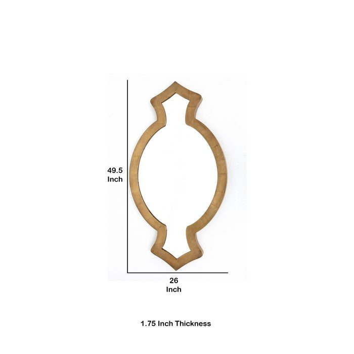 Contemporary Wooden Wall Mirror with Quatrefoil Shape Design, Gold