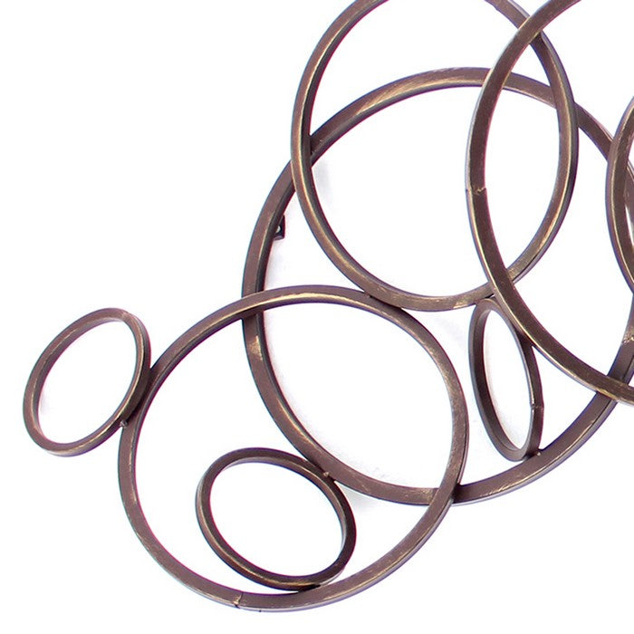 Industrial Style Metal Wall Decor with Multiple Circles, Bronze