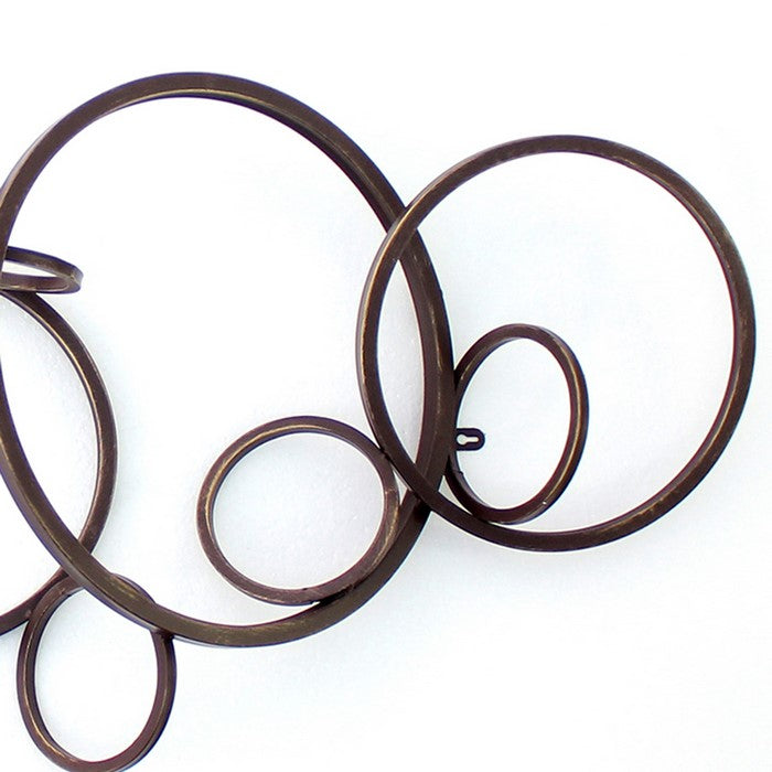 Industrial Style Metal Wall Decor with Multiple Circles, Bronze