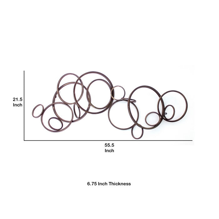 Industrial Style Metal Wall Decor with Multiple Circles, Bronze