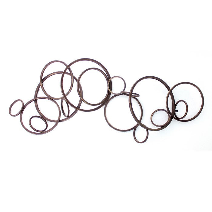 Industrial Style Metal Wall Decor with Multiple Circles, Bronze